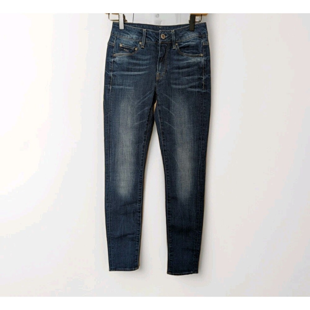 G-Star Raw 3301 High Rise Skinny Jeans Womens 24x30 Blue Stretch Denim